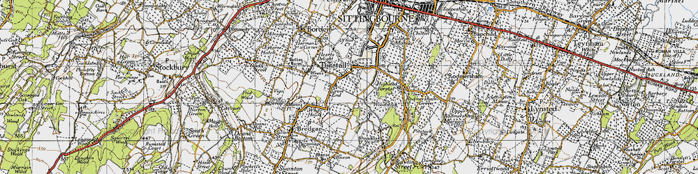 Old map of Tunstall in 1946