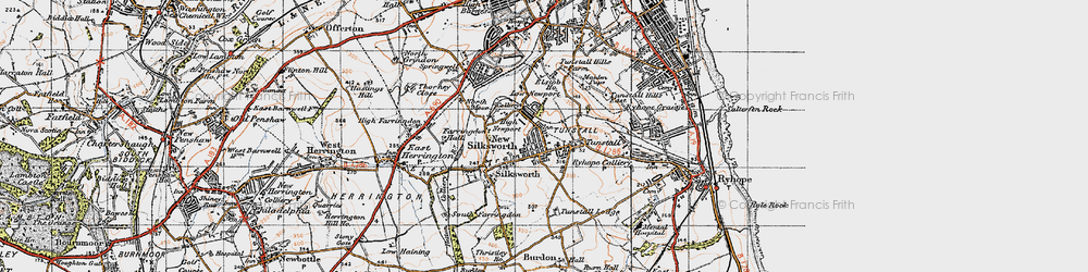 Old map of Tunstall in 1947