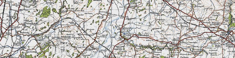Old map of Tunstall in 1947