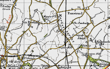 Old map of Tunstead in 1945
