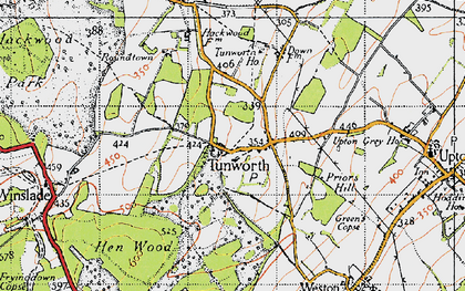 Old map of Tunworth in 1945
