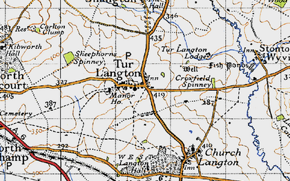 Old map of Tur Langton in 1946