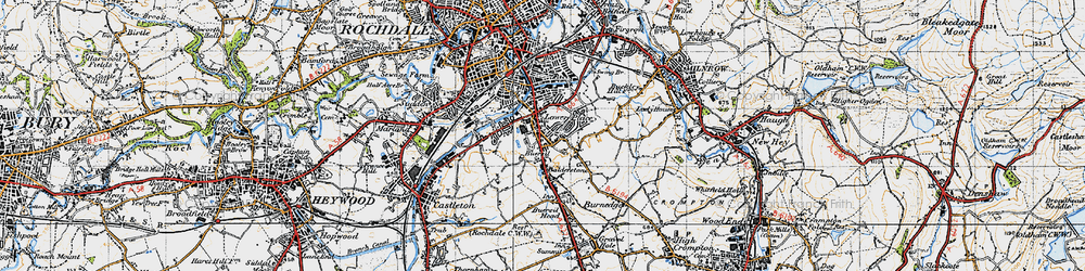Old map of Turf Hill in 1947