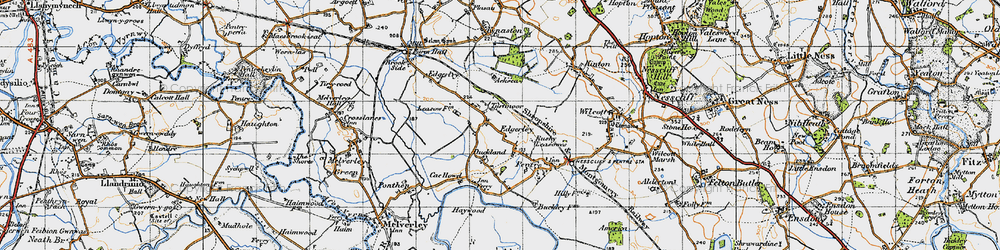 Old map of Turfmoor in 1947