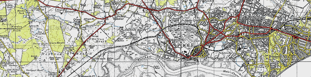 Old map of Turlin Moor in 1940