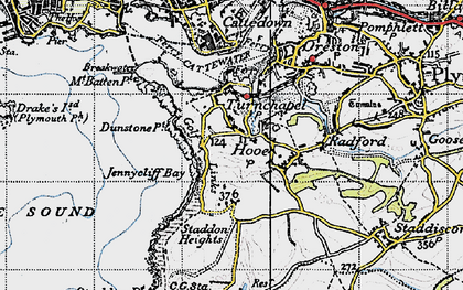Old map of Turnchapel in 1946