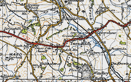 Old map of Turnditch in 1946