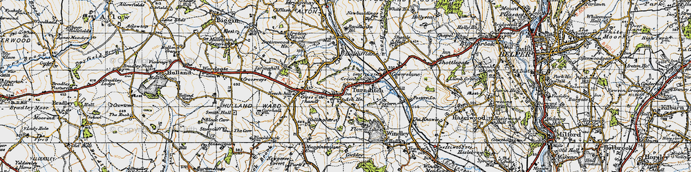 Old map of Turnditch in 1946