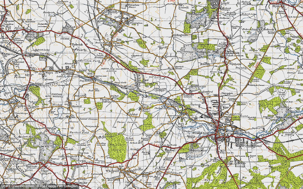 Old Map of Historic Map covering Brancliffe Grange in 1947