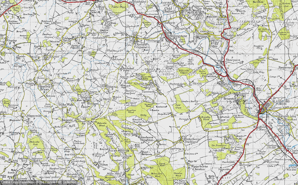Old Map of Historic Map covering Bonsley Common in 1945