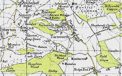 Old map of Bonsley Common in 1945