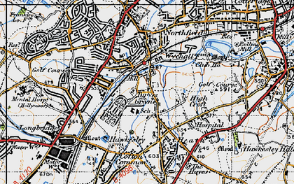 Old map of Turves Green in 1947
