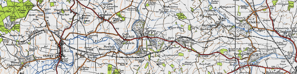 Old map of Turvey in 1946