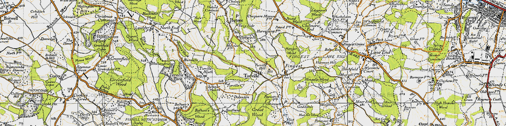 Old map of Ashfield Barn in 1947
