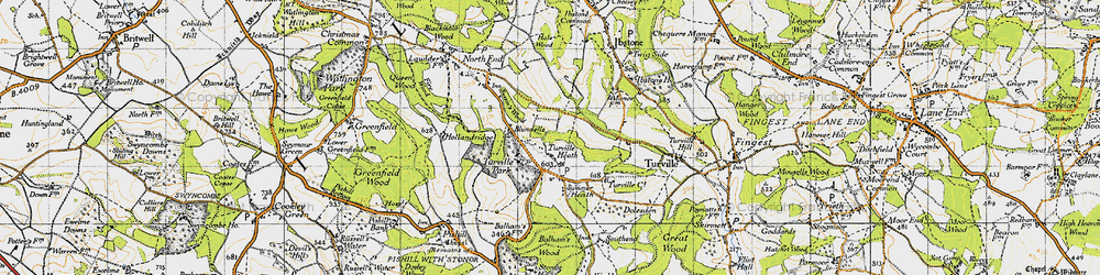 Old map of Turville Heath in 1947
