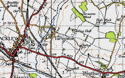Old map of Turweston in 1946