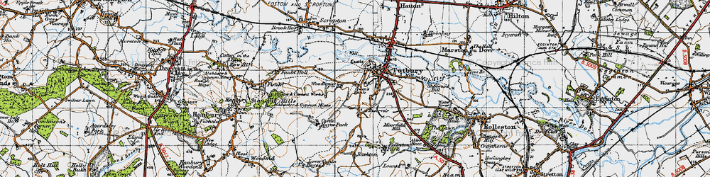 Old map of Tutbury in 1946