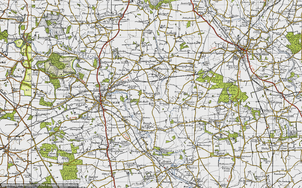 Old Map of Tuttington, 1945 in 1945