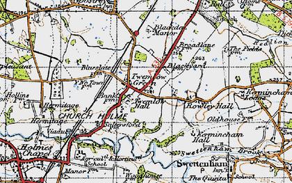 Old map of Twemlow Green in 1947