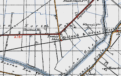 Old map of Bourne North Fen in 1946