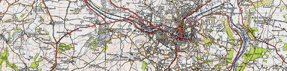 Old map of Twerton in 1946