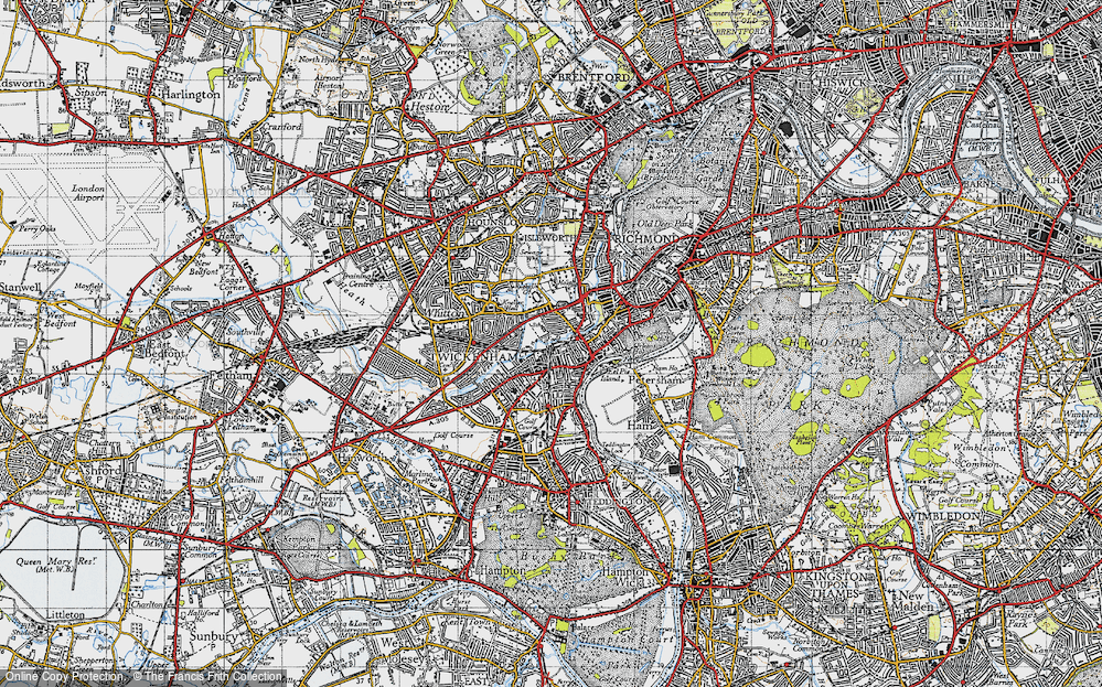 Old Map of Twickenham, 1945 in 1945