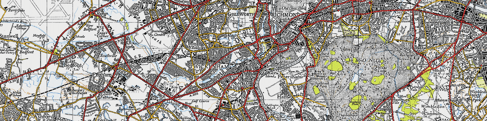 Old map of Twickenham in 1945