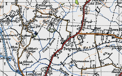 Old map of Twigworth in 1947