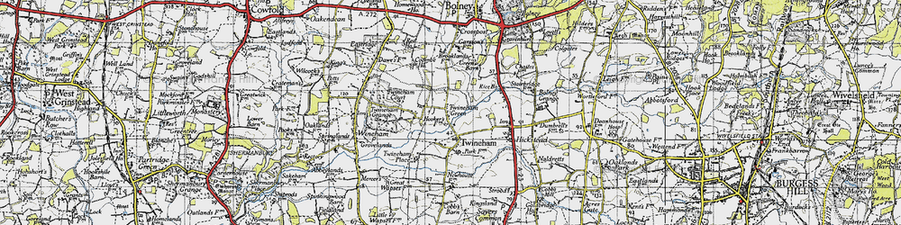 Old map of Twineham Green in 1940
