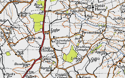 Old map of Twinstead Green in 1946