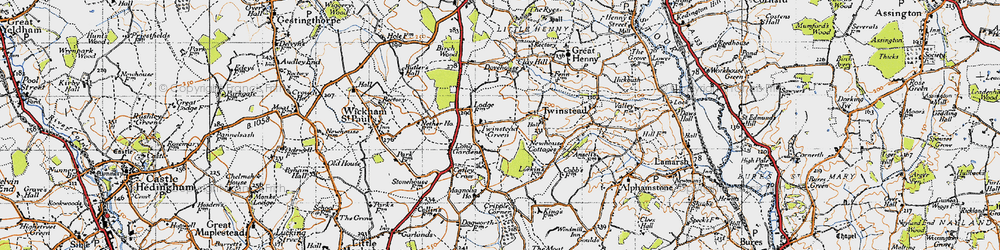 Old map of Twinstead Green in 1946