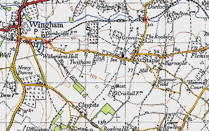 Old map of Twitham in 1947