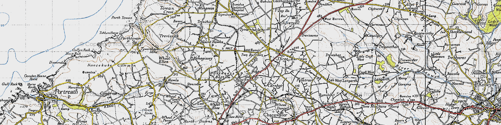Old map of Two Burrows in 1946