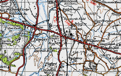 Old map of Two Gates in 1946