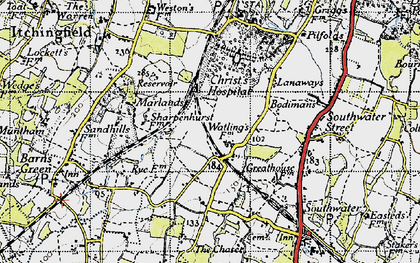 Old map of Two Mile Ash in 1940