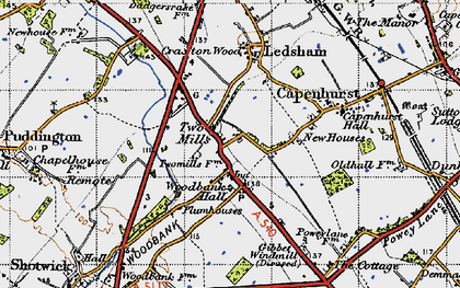 Old map of Two Mills in 1947