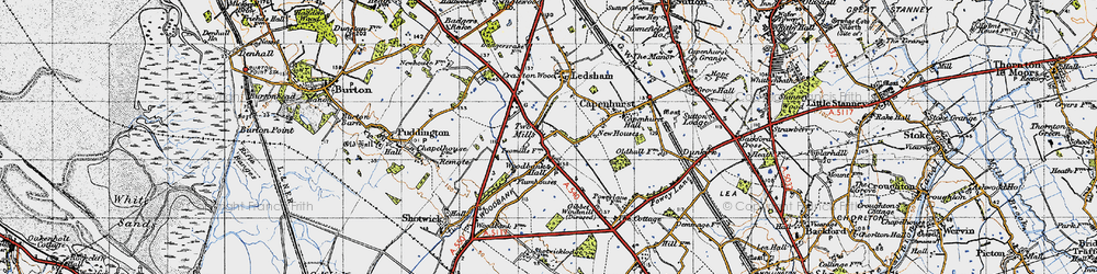 Old map of Two Mills in 1947