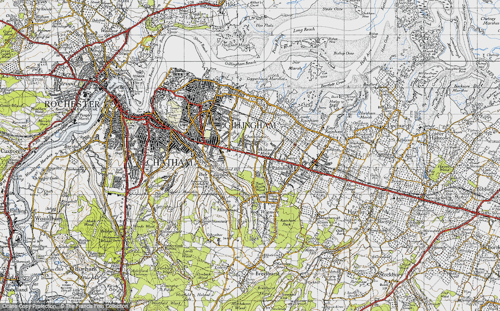 Old Map of Historic Map covering Ambley Wood in 1946