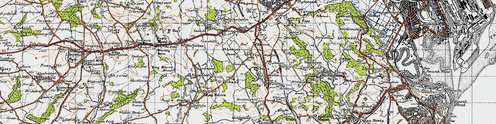 Old map of Twyn-yr-odyn in 1947