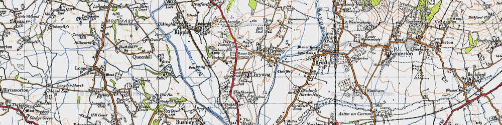 Old map of Twyning in 1946
