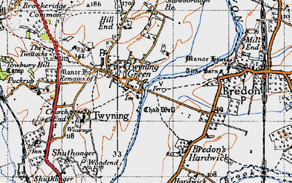 Old map of Twyning Green in 1946