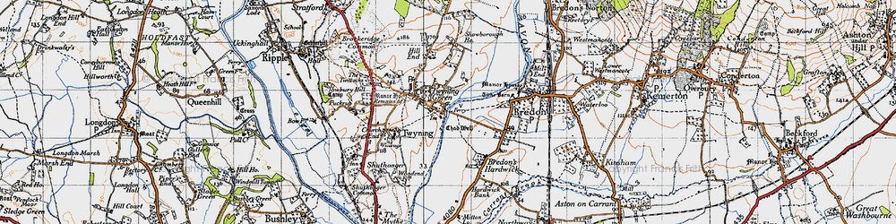 Old map of Twyning Green in 1946