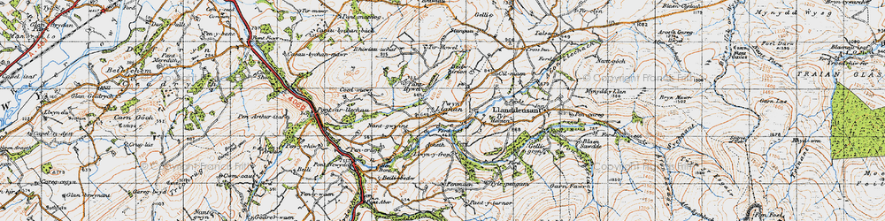 Old map of Afon Mihartach in 1947