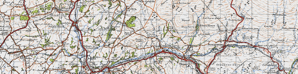 Old map of Twynmynydd in 1947