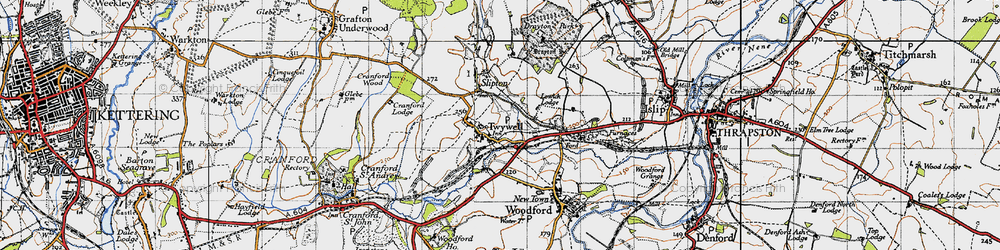 Old map of Twywell in 1946