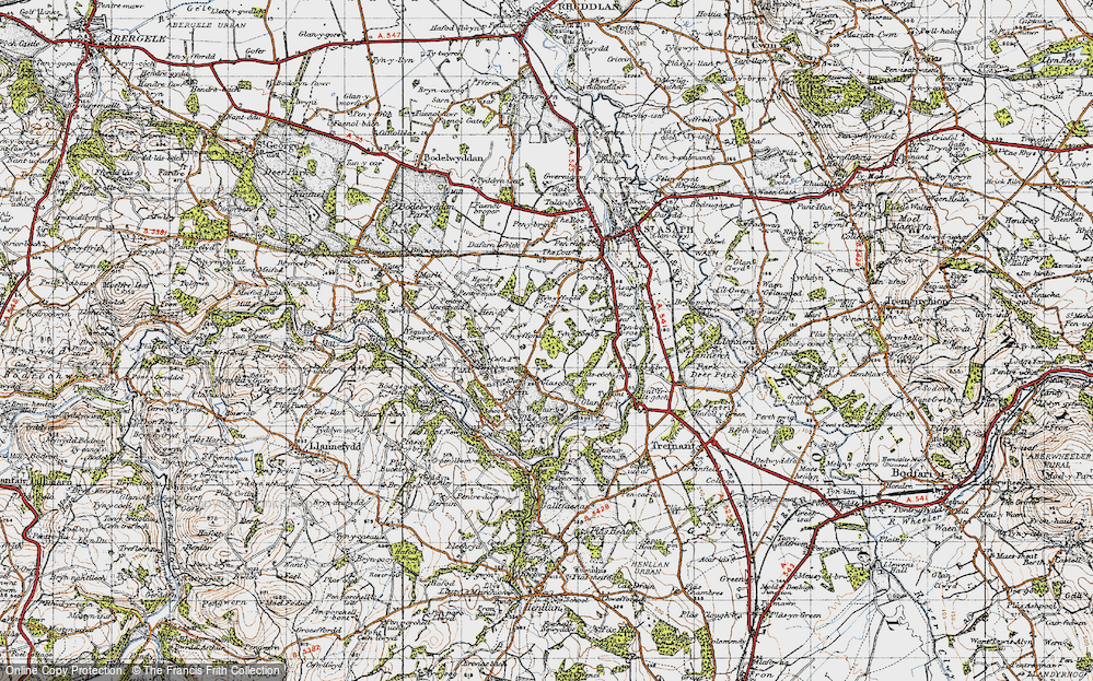 Old Map of Historic Map covering Wigfair in 1947