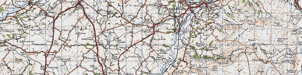 Old map of Tycroes in 1947