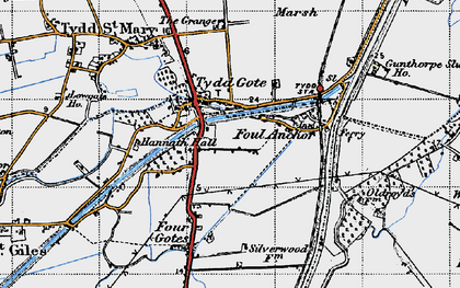 Old map of Tydd Gote in 1946