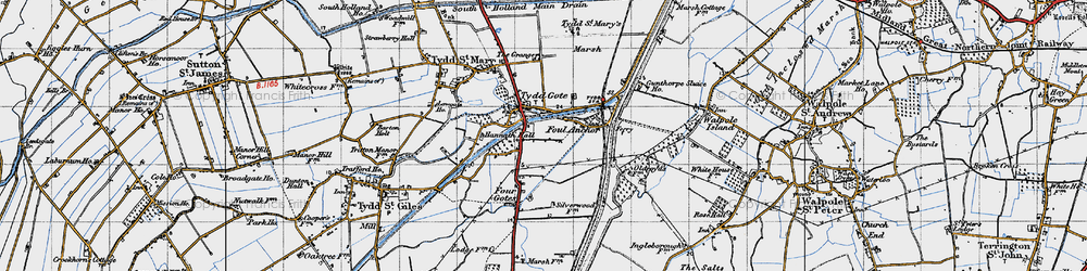 Old map of Tydd Gote in 1946