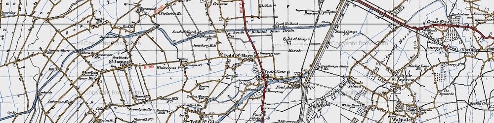 Old map of Tydd St Mary in 1946